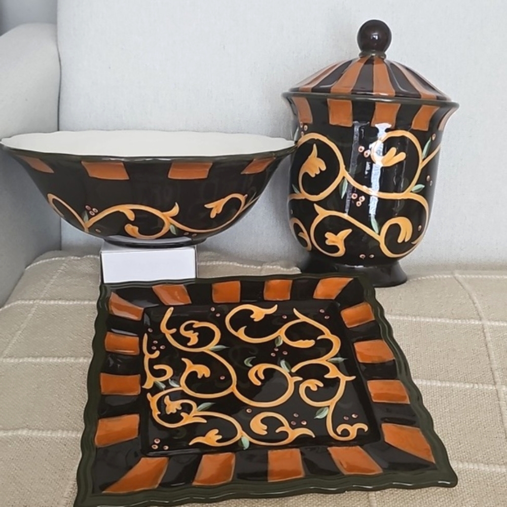 Cookie Jar, Plate, & Bowl Set